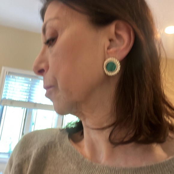 Silver and malachite earrings - Picture 9 of 9